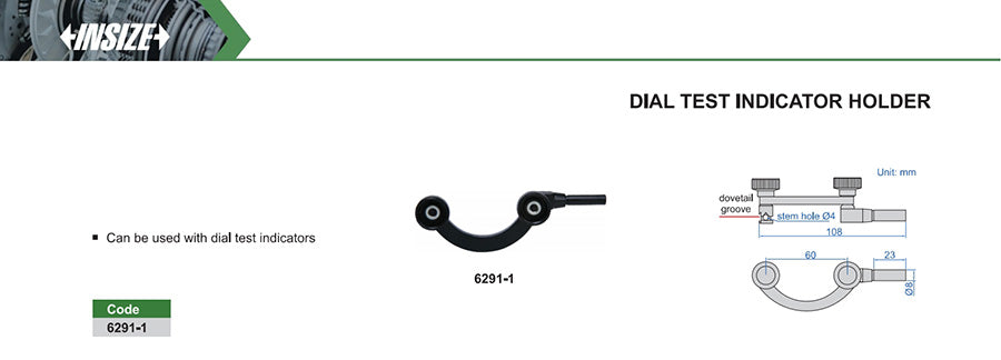 Ficha técnica: Toma reloj palpador INSIZE 6291-1