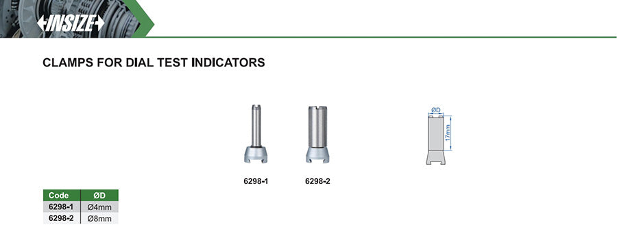 Ficha técnica: Toma reloj palpador d-8.0mm INSIZE 6298-2