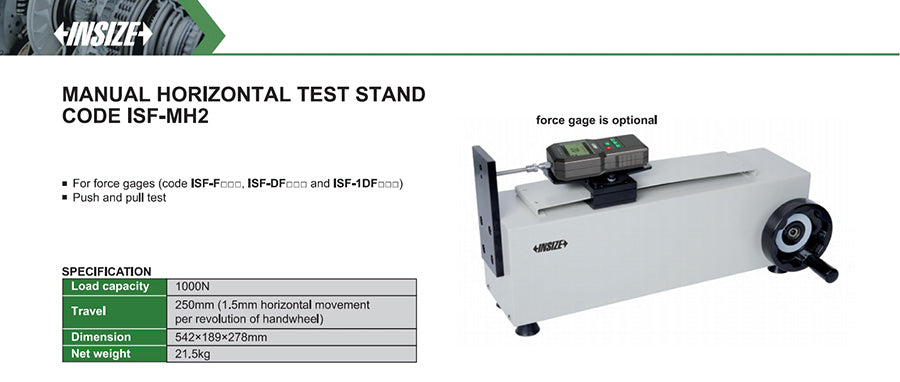 Ficha técnica: Banco de pruebas horizontal manual (para dinamómetros) 1000N INSIZE ISF-MH2