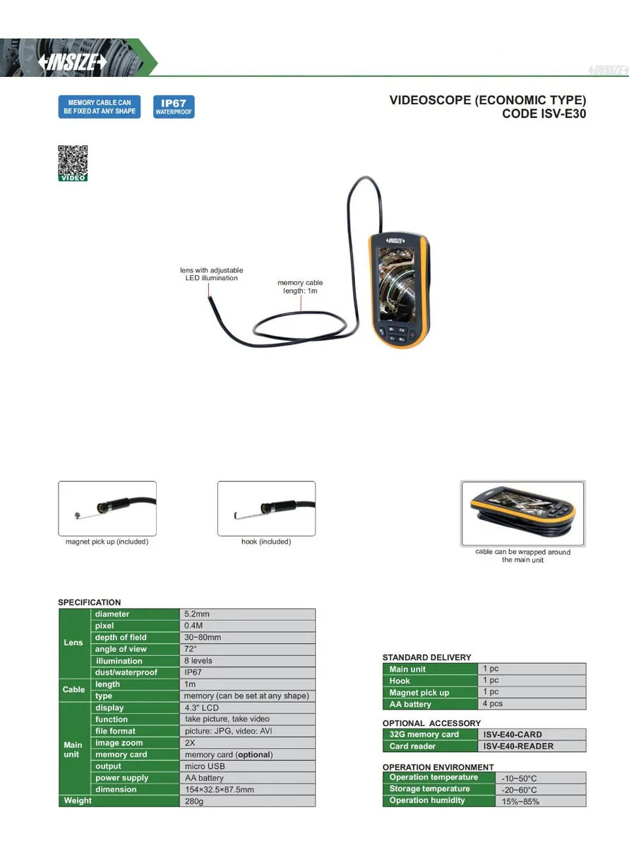 Camara Endoscopica diametro 5,2mm INSIZE ISV-E30
