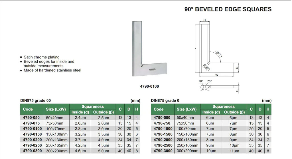 Escuadra biselada 150x100mm INSIZE 4790-0150