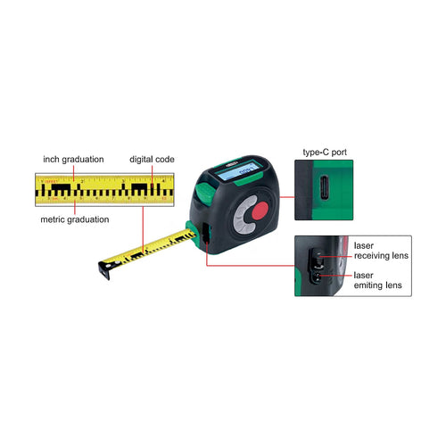 Flexometro o huincha metrica digital con medidor de distancia laser INSIZE 9563-C40