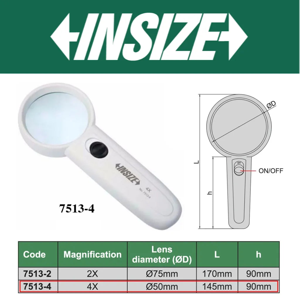 Lupa con luz 4X INSIZE 7513-4
