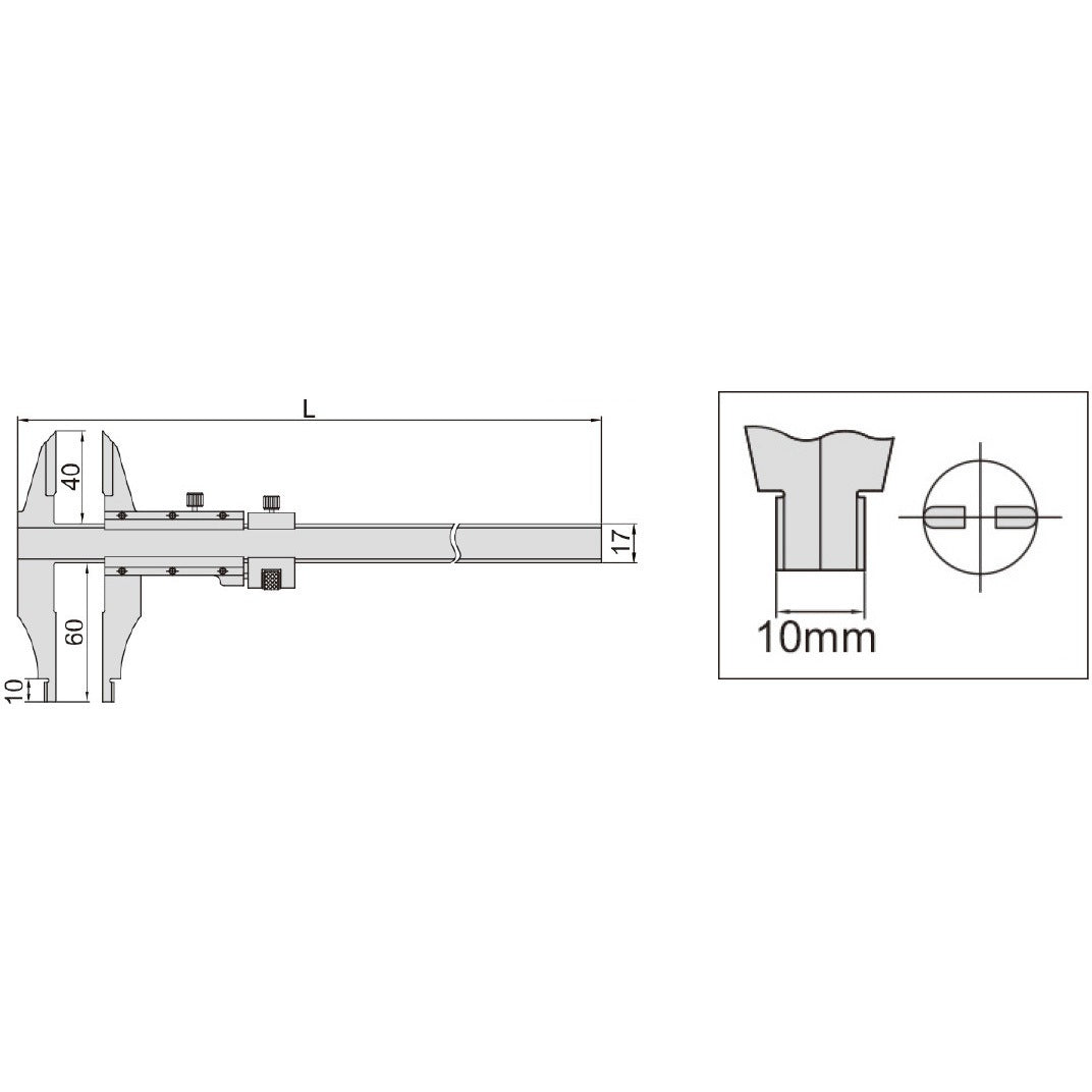 Pie de metro analogo para ranuras interiores 0-250mm pata doble INSIZE 1217-2503