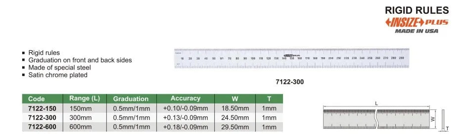 Regla rigida graduada 600mm INSIZE 7122-600