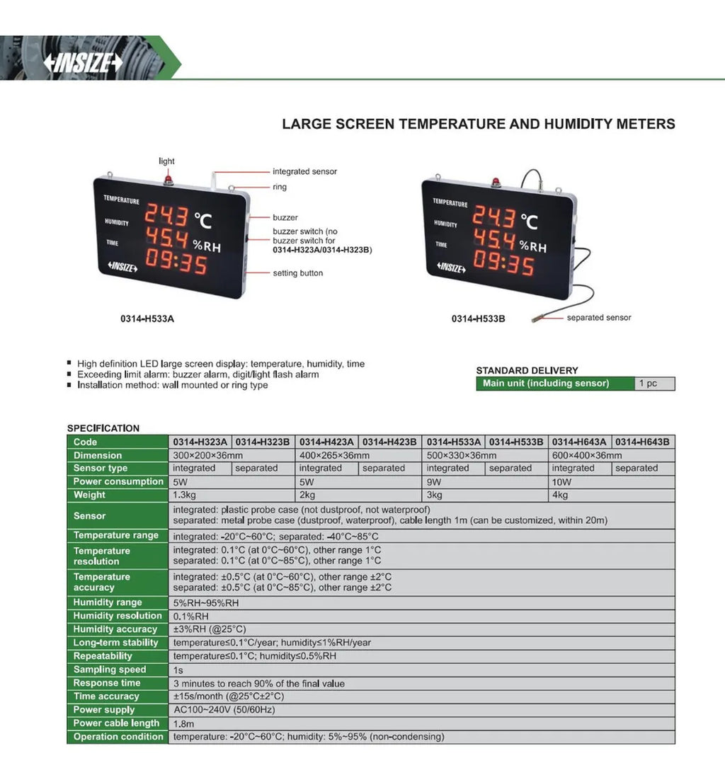Reloj digital temperatura y humedad INSIZE 0314-H533A