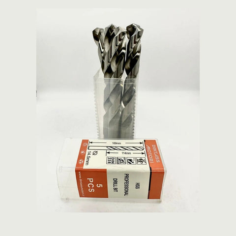 Set 5 brocas DTM de acero rapido HSS M2 14mm